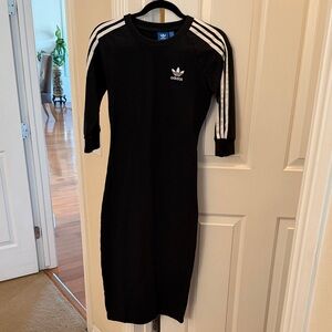 Adidas Long Sleeve Black Dress with White Accents